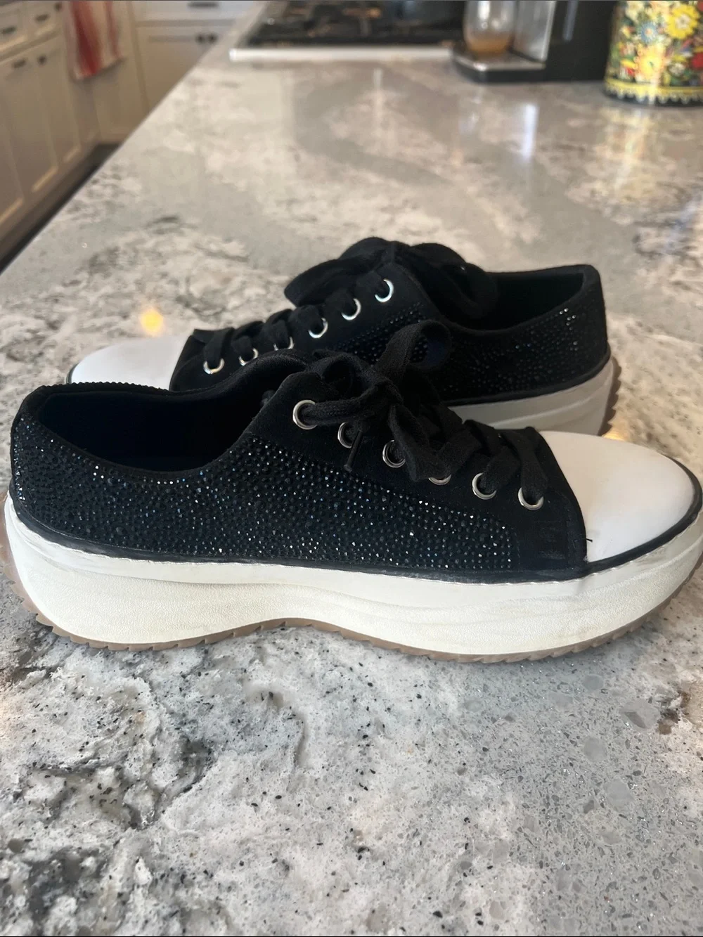 Wild Pair Highfive Bling Platform Sneakers Black Size 9 EUC